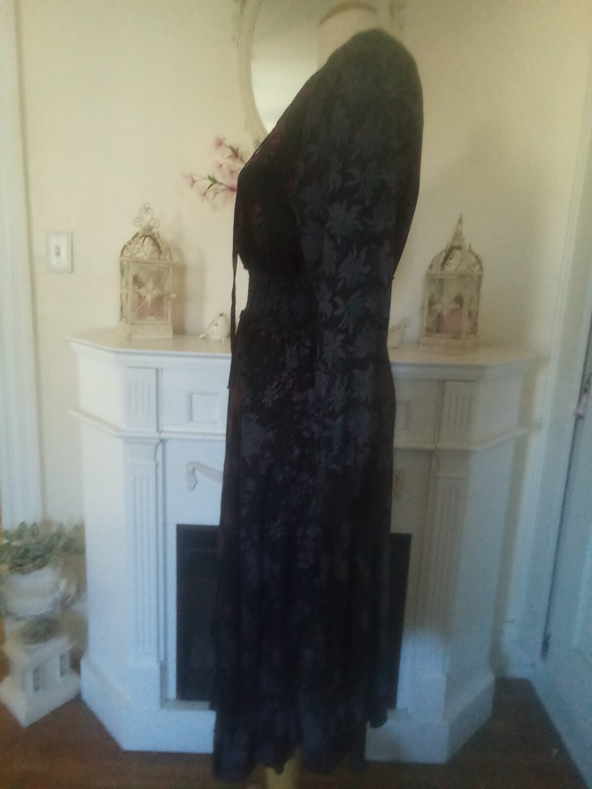 Sacred Threads Floral Black Dress S/M