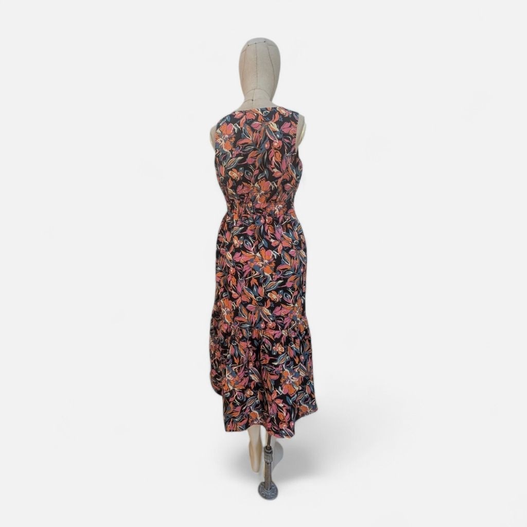 French Connection Twist Front Black Multicolor Floral Maxi Dress – Small – New