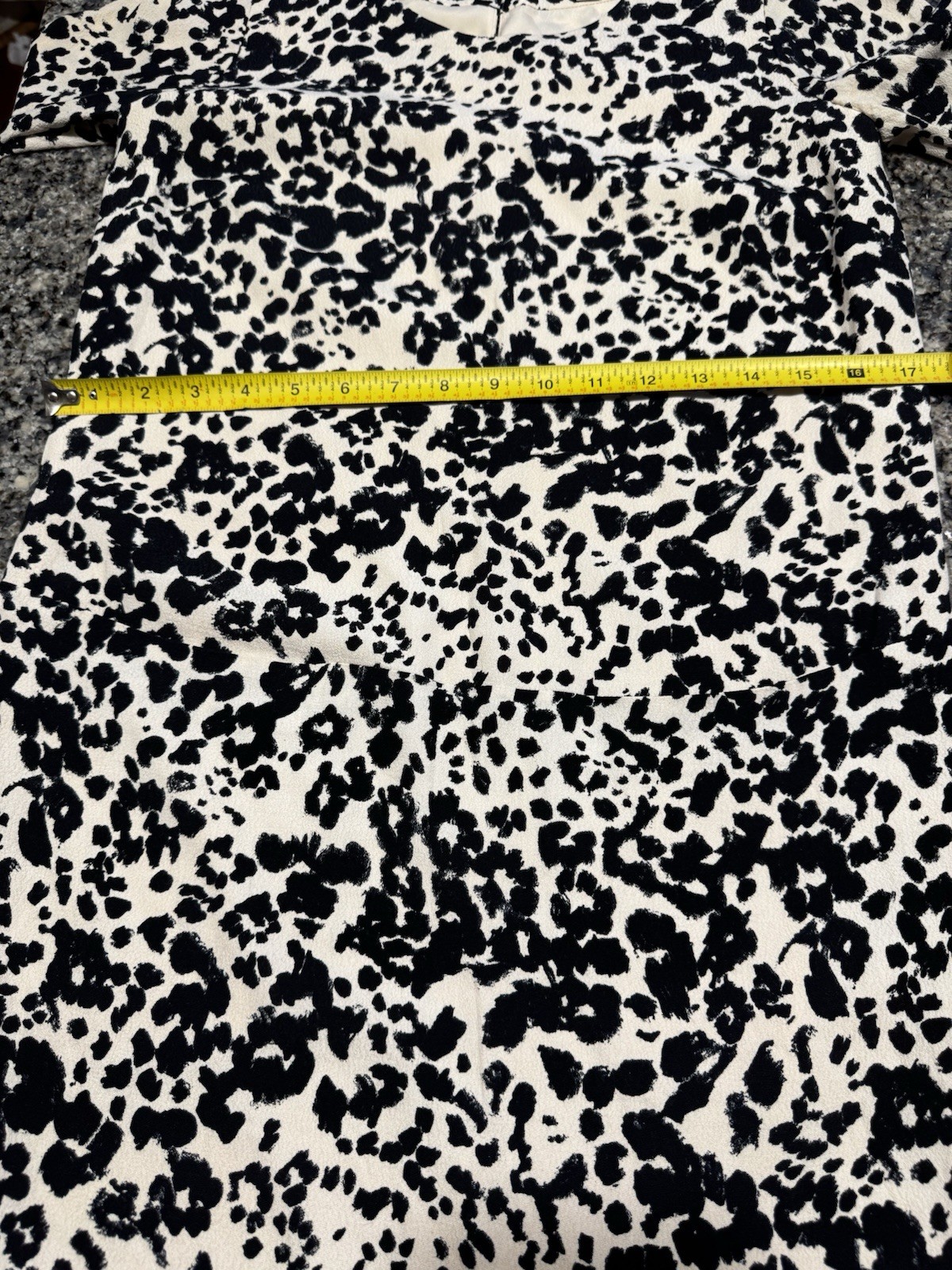 J. CREW Long Sleeve BLACK-IVORY Rayon Animal Print Pocketed Shift Short Dress XS