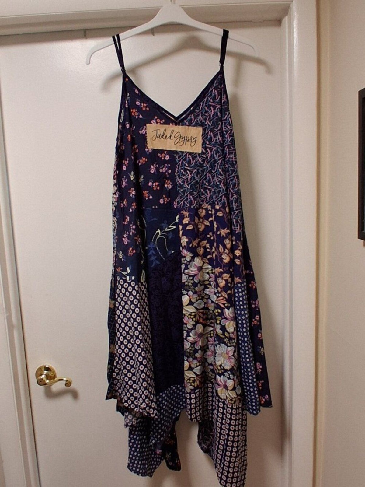 JADED gypsy Floral Patchwork Adjustable Straps Handkerchief Dress sz L/XL NWT