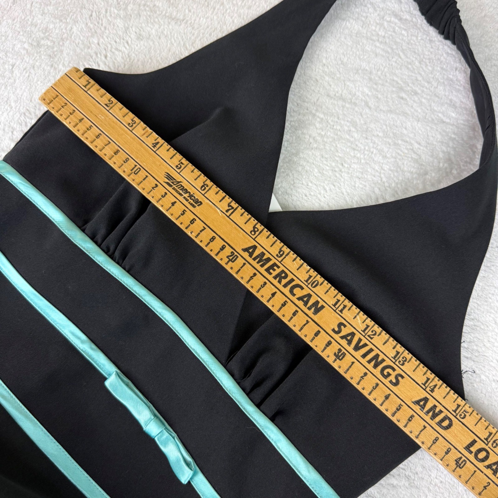 Studio 1940 Fashion Bug Black Halter Dress Teal Trim Rockabilly Vintage Y2K Sz 8