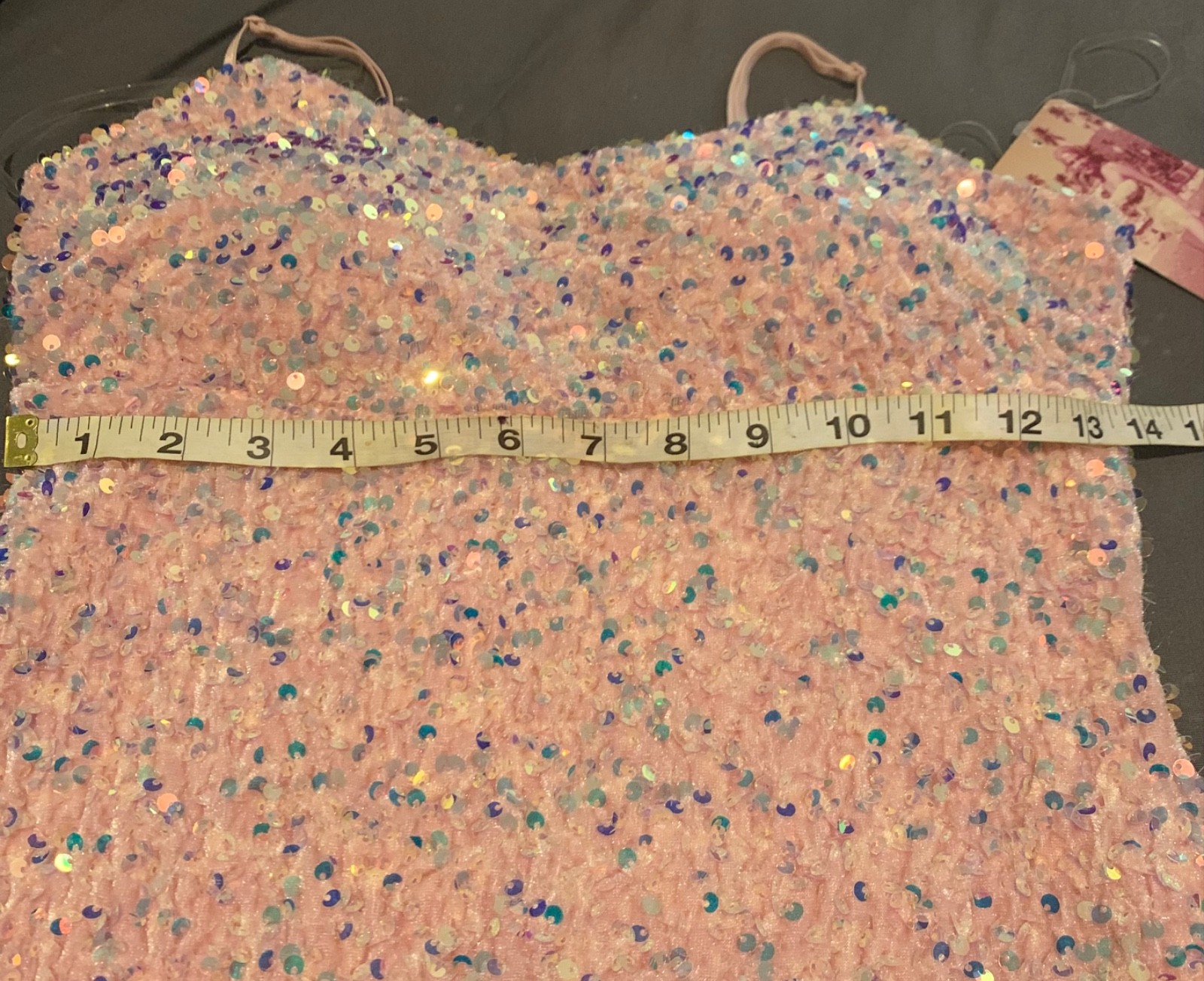 NWT Emerald Sundae Pink Sequin Mini Dress Womens Size M Stretch Built in Bra