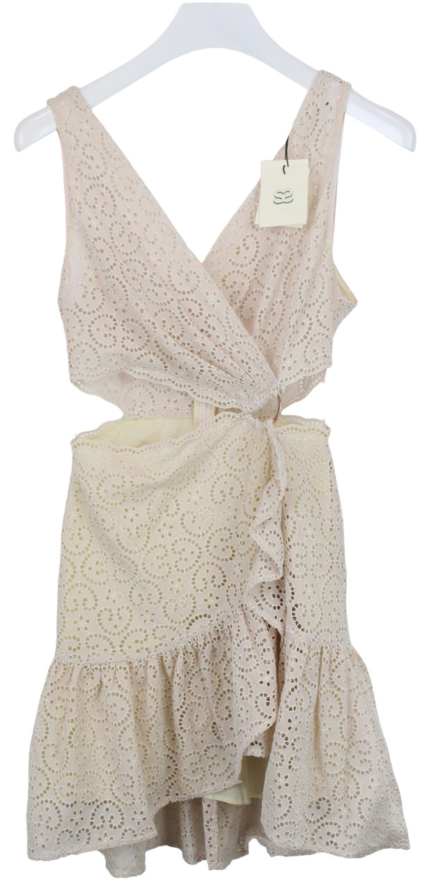 Sandro Leaticia Dress Womens (EU) 38 Sleeveless Guipure Lace Rose Mini