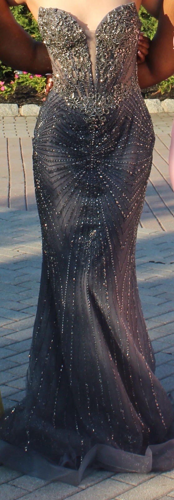 Ladivine KV1129 – Crystal Embellished Strapless Mermaid Gown