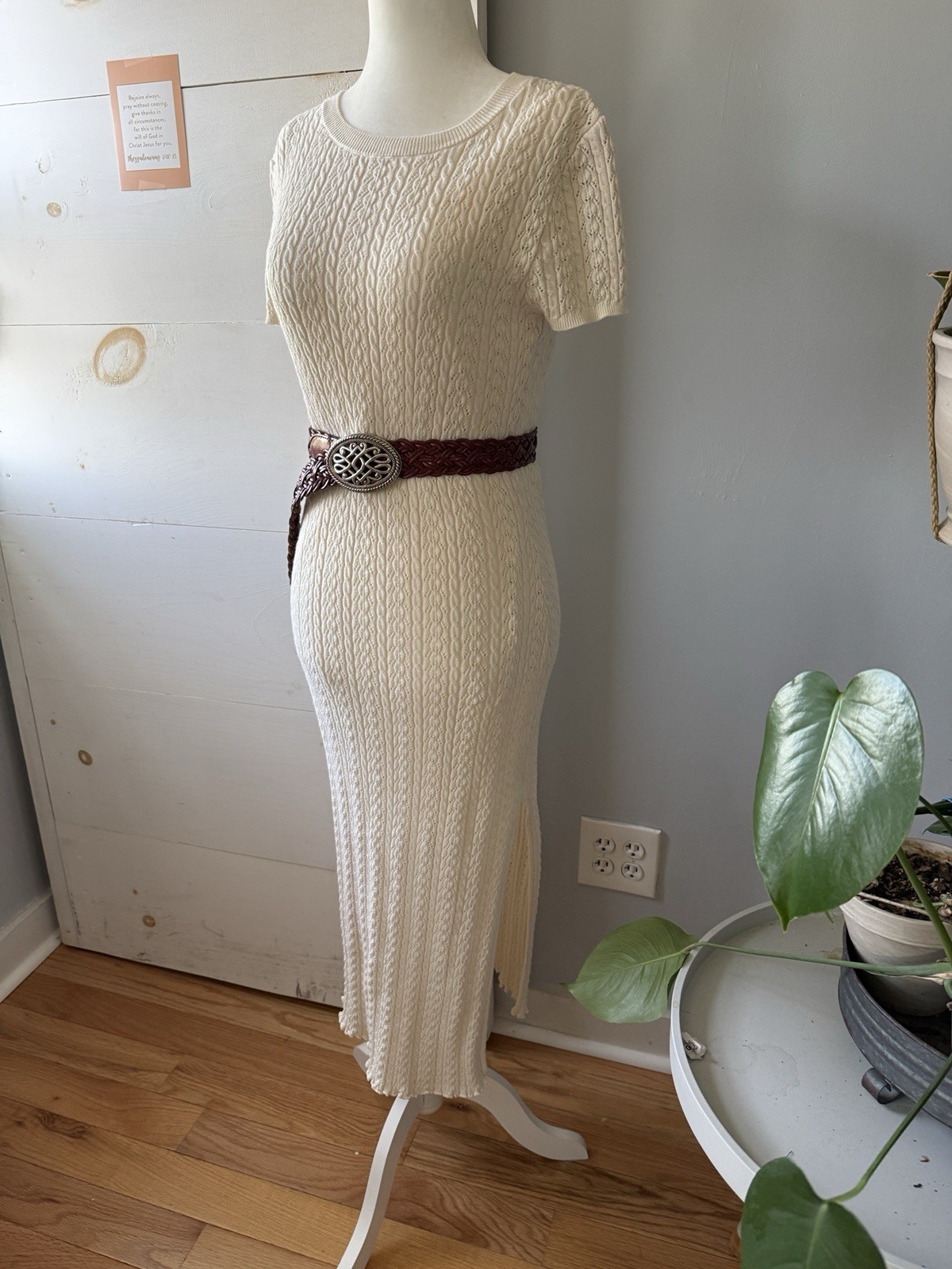 Willow And Wind Cable Knit sheath dress Almond Size L. Fits Like M New Other