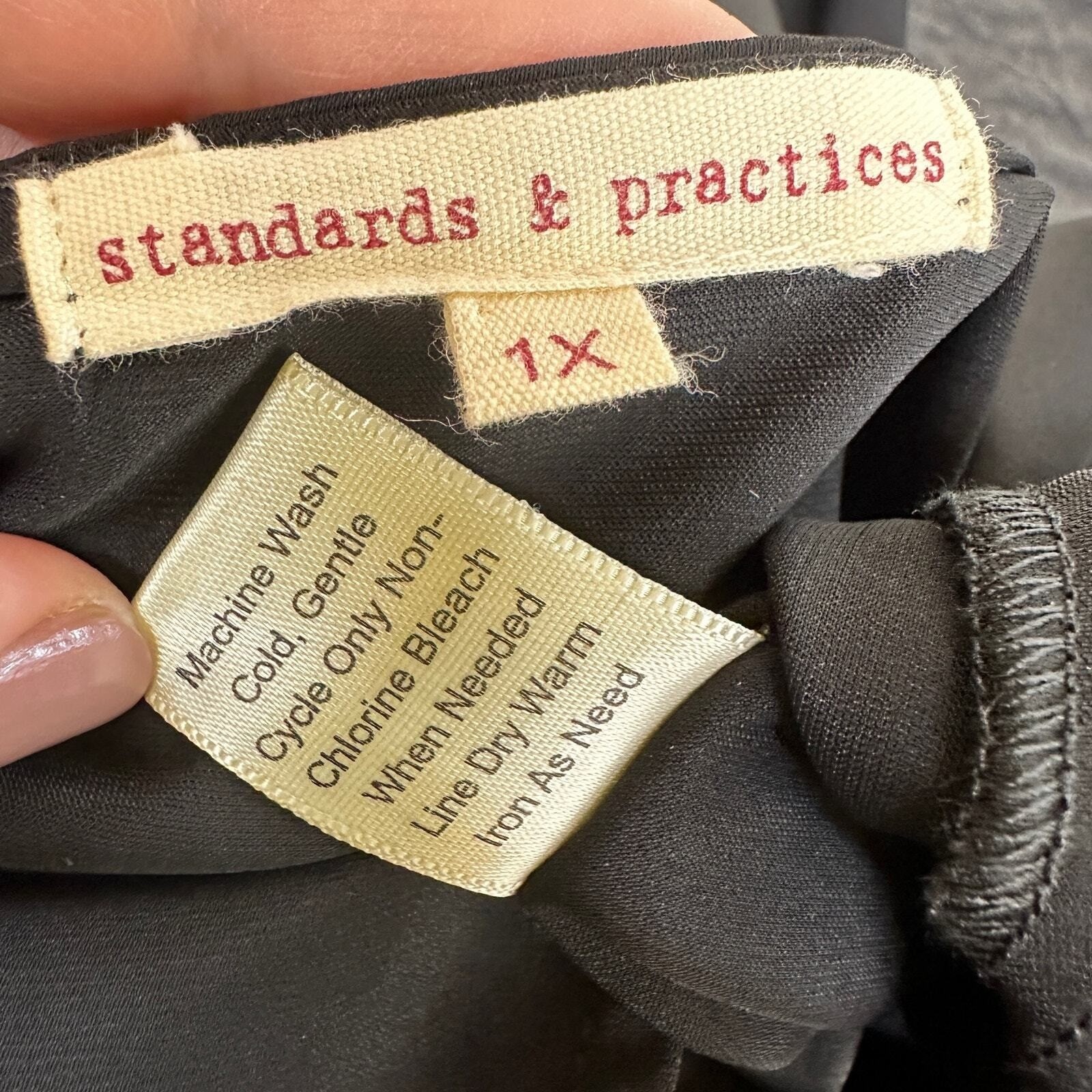 Standards & Practices Wrap Dress Womens 1X Black Bell Sleeve LBD