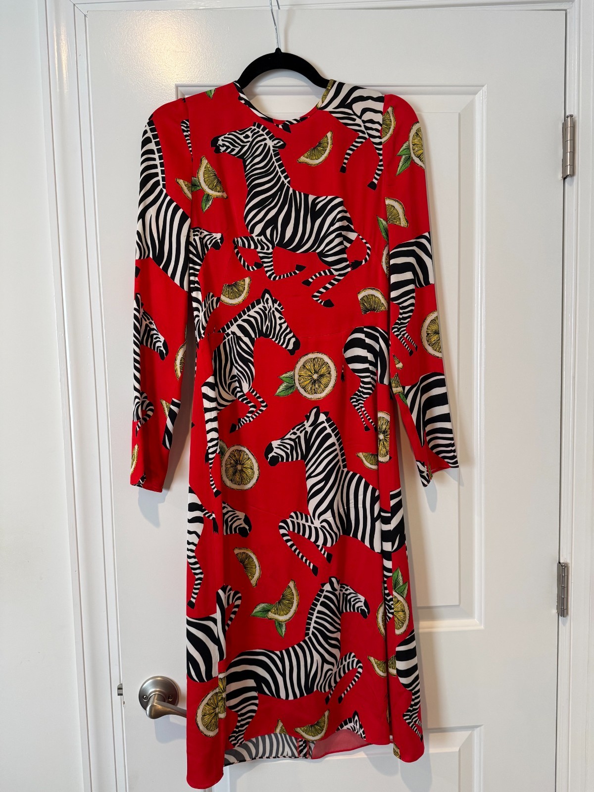 Dolce & Gabbana Red, Black & White Zebra and Lemon Print Midi dress size 40/M