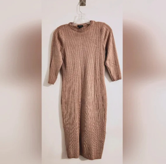 Torrid‎ Midi Sweater Bodycon Shift Dress – Tan – Medium