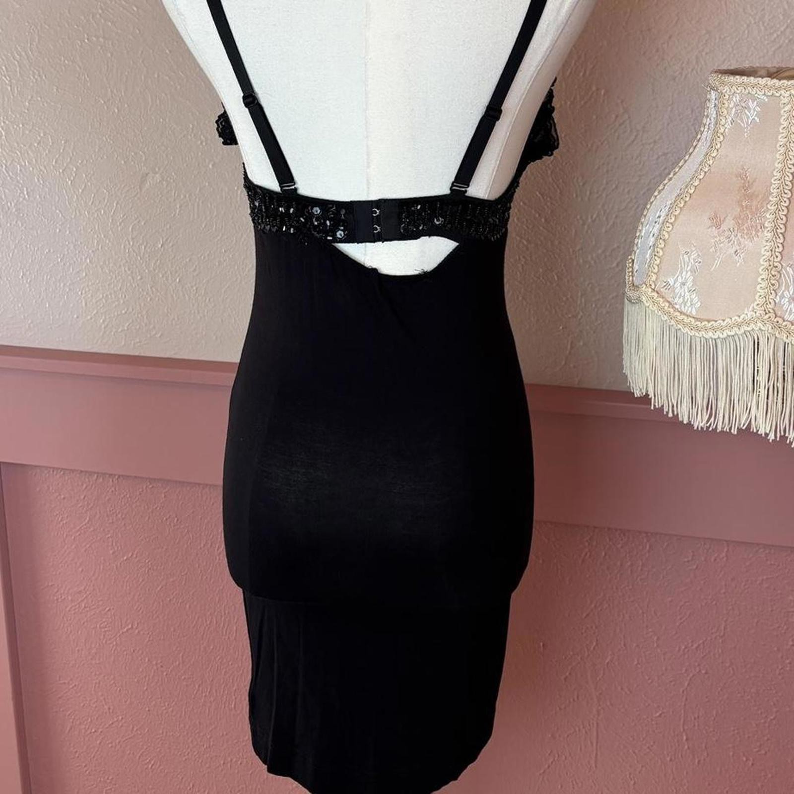 fairy beaded ruffle embellished black bodycon dress