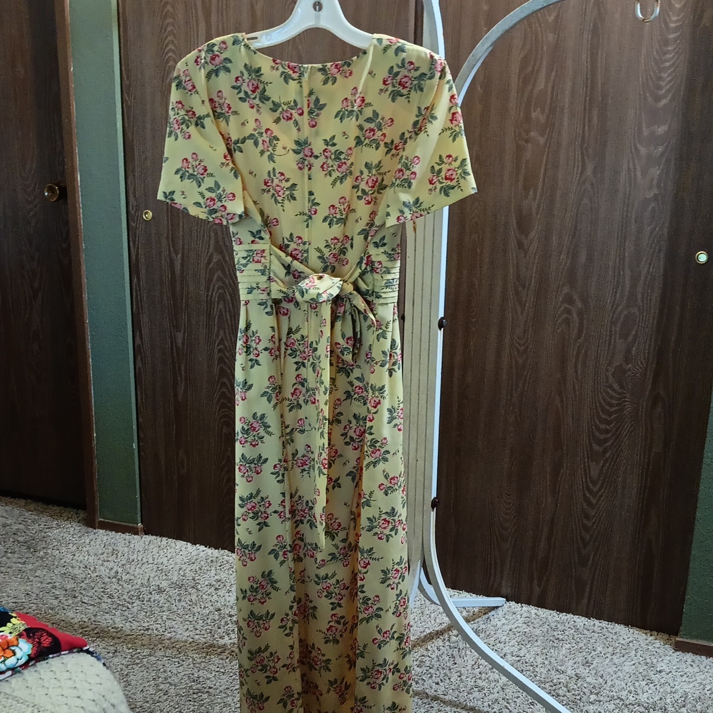 Kathi Lee Collection Women’s 8 Yellow Floral Maxi Dress Zip Belted Polyester