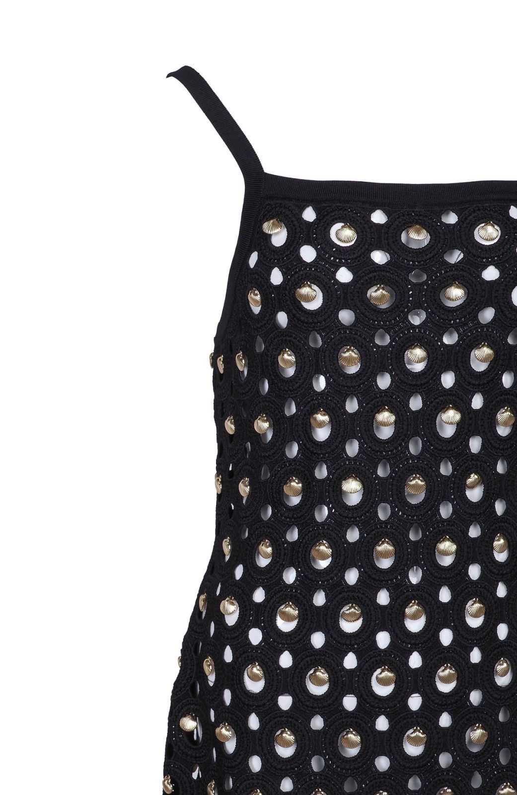 Sandro Paris Dress Womens Black Embellished A-Line Sleeveless Size 42 FR XL New