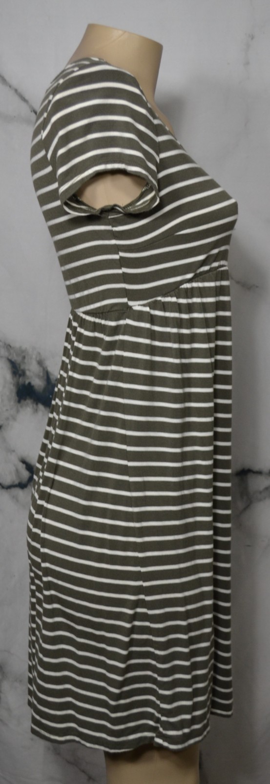 ISABEL MATERNITY BY INGRID & ISABEL Olive Cream Striped Stretch Jersey Dress XS