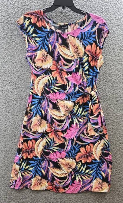 Connected Printed Extended-Shoulder Midi Dress Women’s 10US Black Multi Pullover
