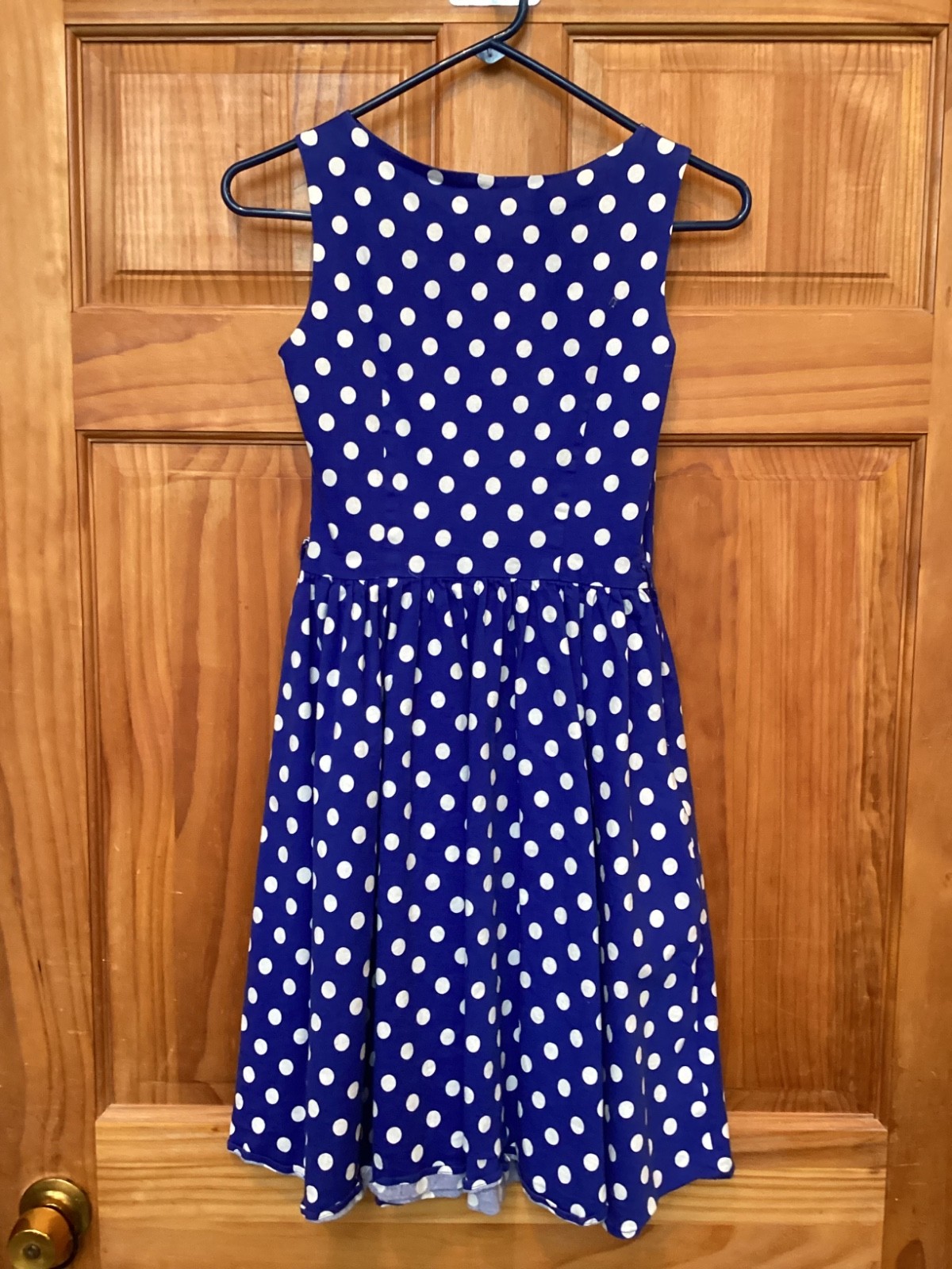 Bo fly yang Size S Blue Polka Dot Dress Sleeveless Spring Picnic