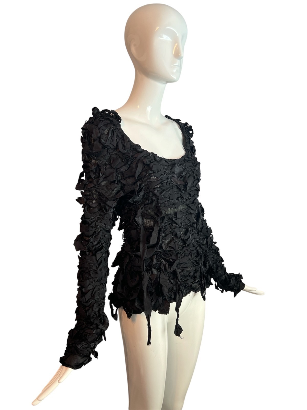 Yves St Laurent Rive Gauche YSL Tom Ford Vtg f/w 2001 Silk Shredded Ribbon Top