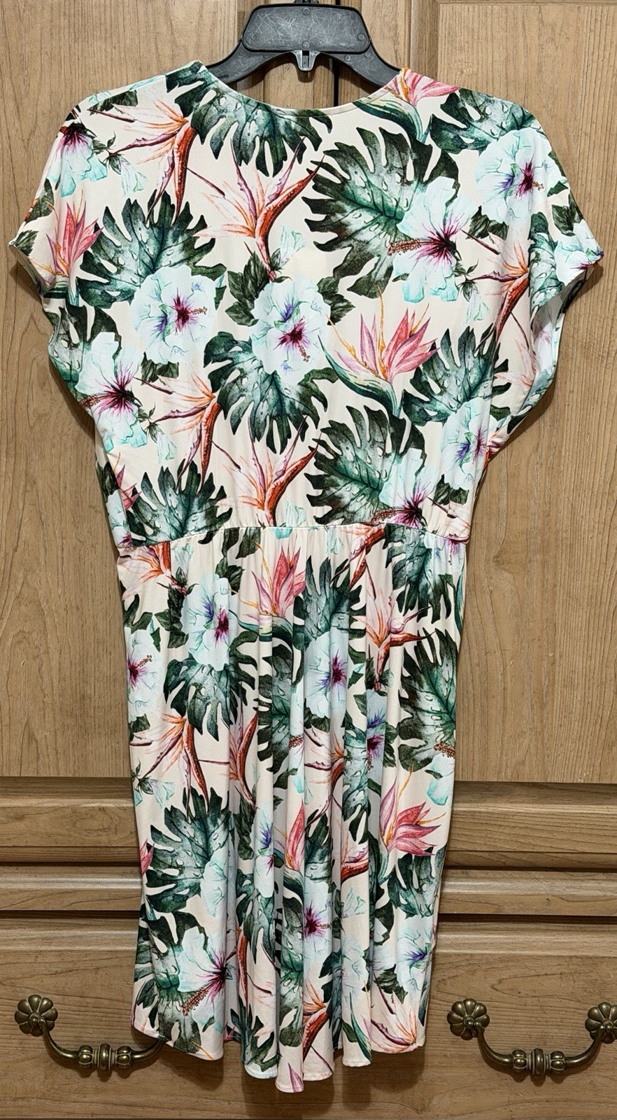 Mare Blu Tropical Floral Dress Women’s Small Green Hibiscus Leaf Milan Italy