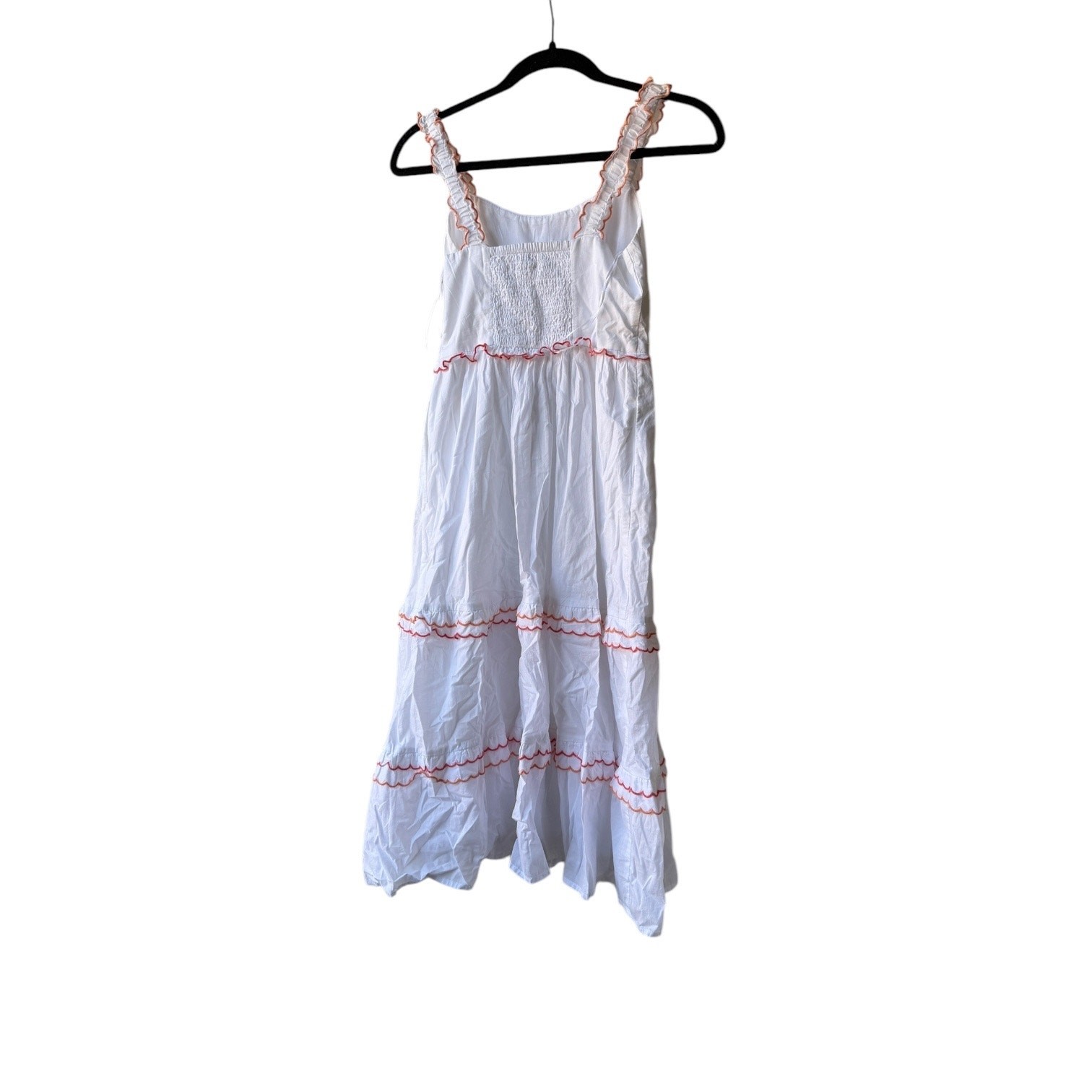 j. crew scalloped trim tiered midi dress in white ca108 women size petite 0 p0
