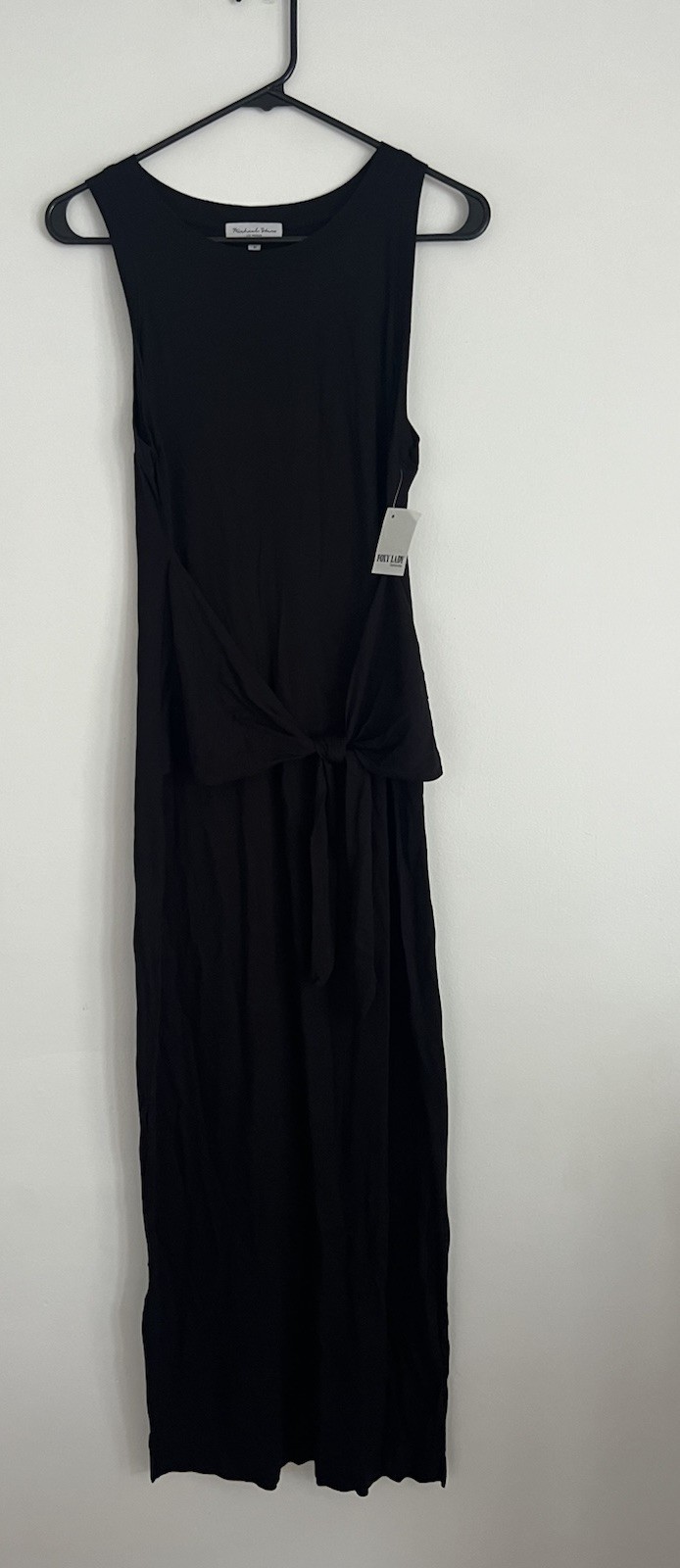Michael Stars Solange Maxi Dress M Sleeveless Wrap Tie Waist Vacation Black USA