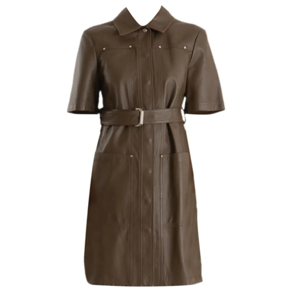 🌟 Sportmax by MAX MARA Nappa LEATHER Dress Usa2_ It36_ De32_ Uk4_ Fr34