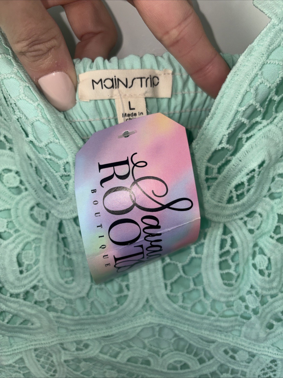 Main Strip Mint Color Spaghetti Strap Dress Sz Large Sundress Beach Vacation