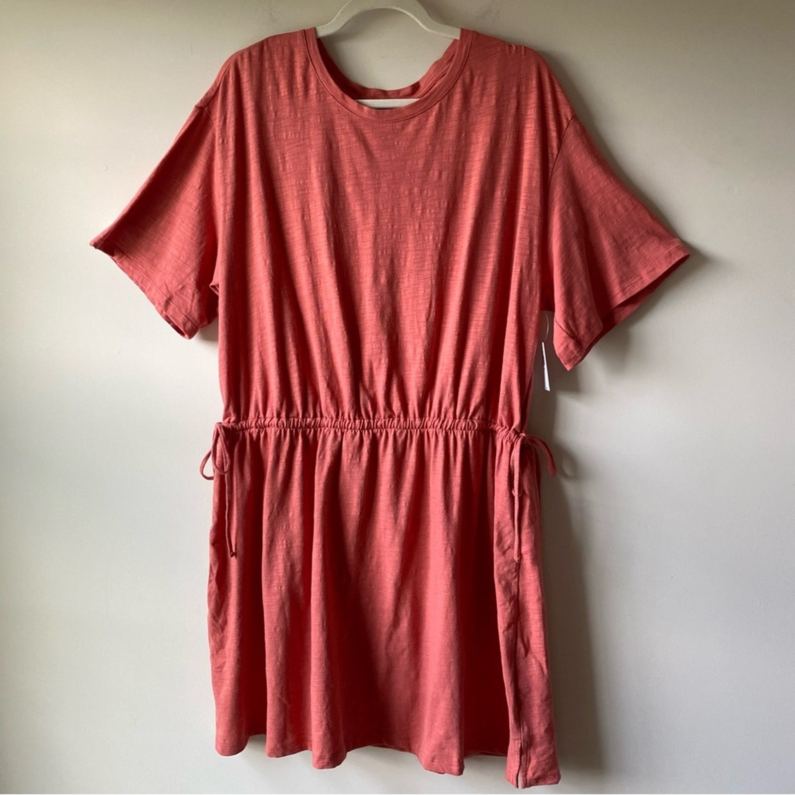 NWT Old Navy Waist-Defined Linen-Blend Mini Dress in Red Basil Size XL
