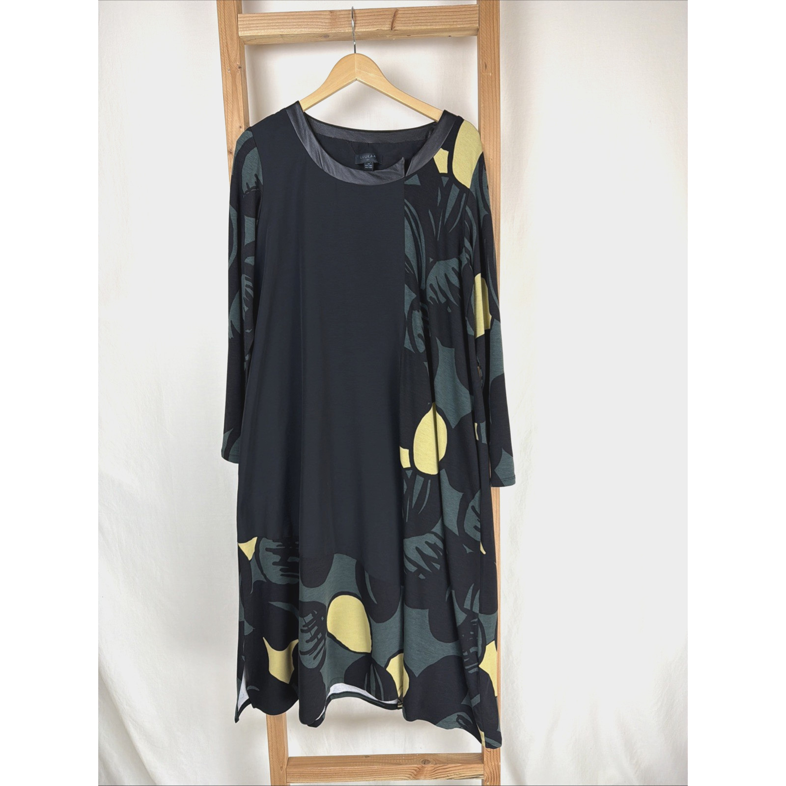 NWT Luukaa “Joy” Black Multi-Color Pattern Maxi Dress #0697 Size XXL