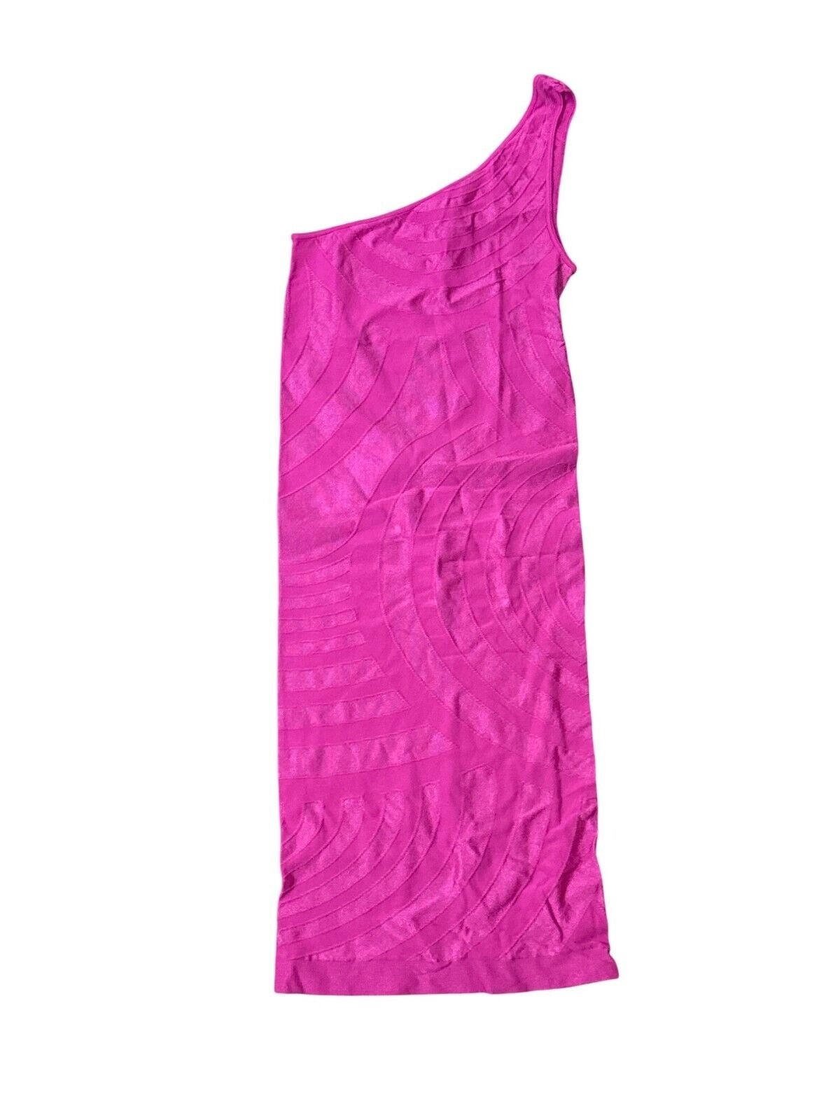 One Shoulder Magenta Bebe Dress P/S Stretchy Nylon & Spandex Blend