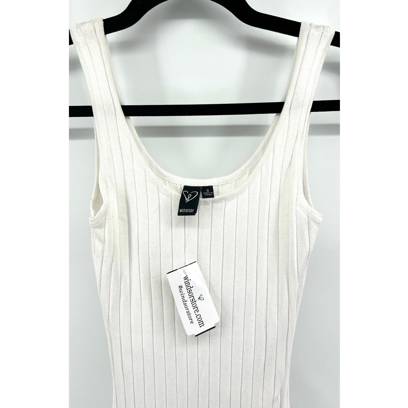 NWT Windsor Ribbed Knit Halter Midi Dress Size S White Vacation Resortwear