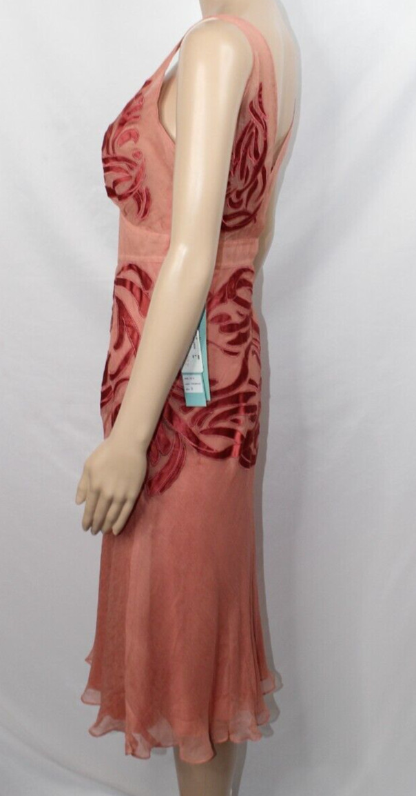 Catherine Malandrino Pink Primrose Silk Dress V Neck Sleeveless Geometric NWT 8