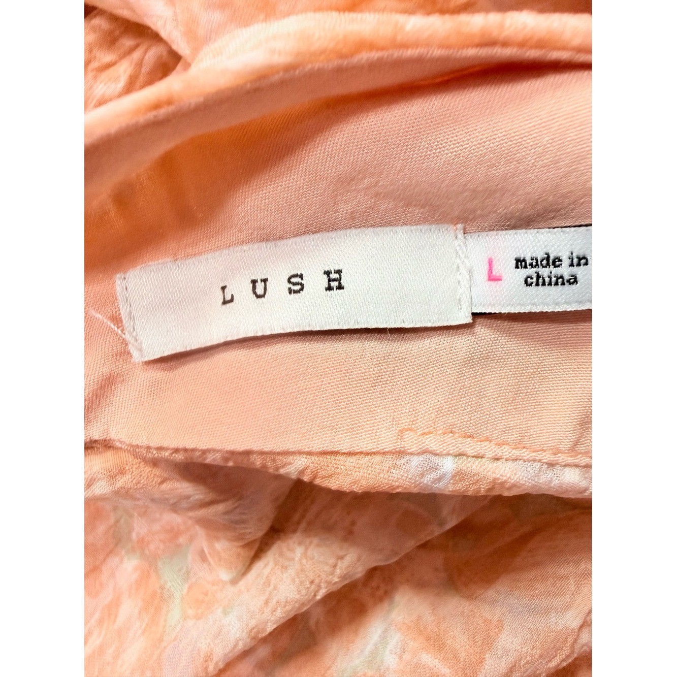 Lush Peach Off-Shoulder open Back with Bow Mini Dress Size L
