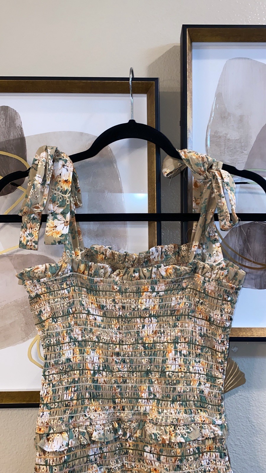 STORIA Smocked Bohemian Ruffle Mini Stretch Sundress Size M