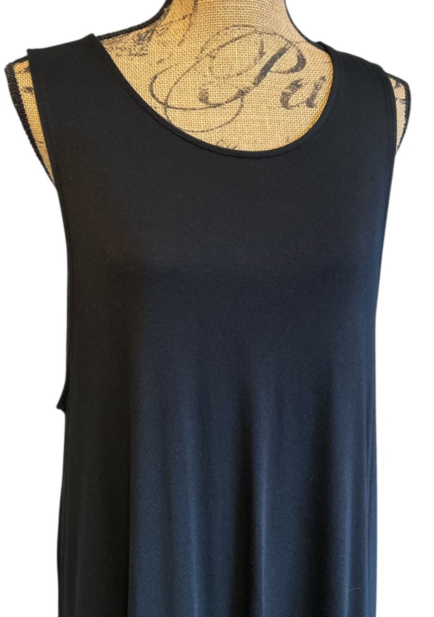 Melrose And Market Stretch Shift Swing Dress 2X Black Midi Length Sleeveless