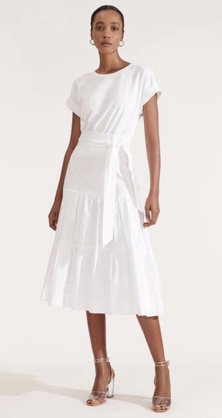 Veronica Beard White Belted Midi Dress Size Small