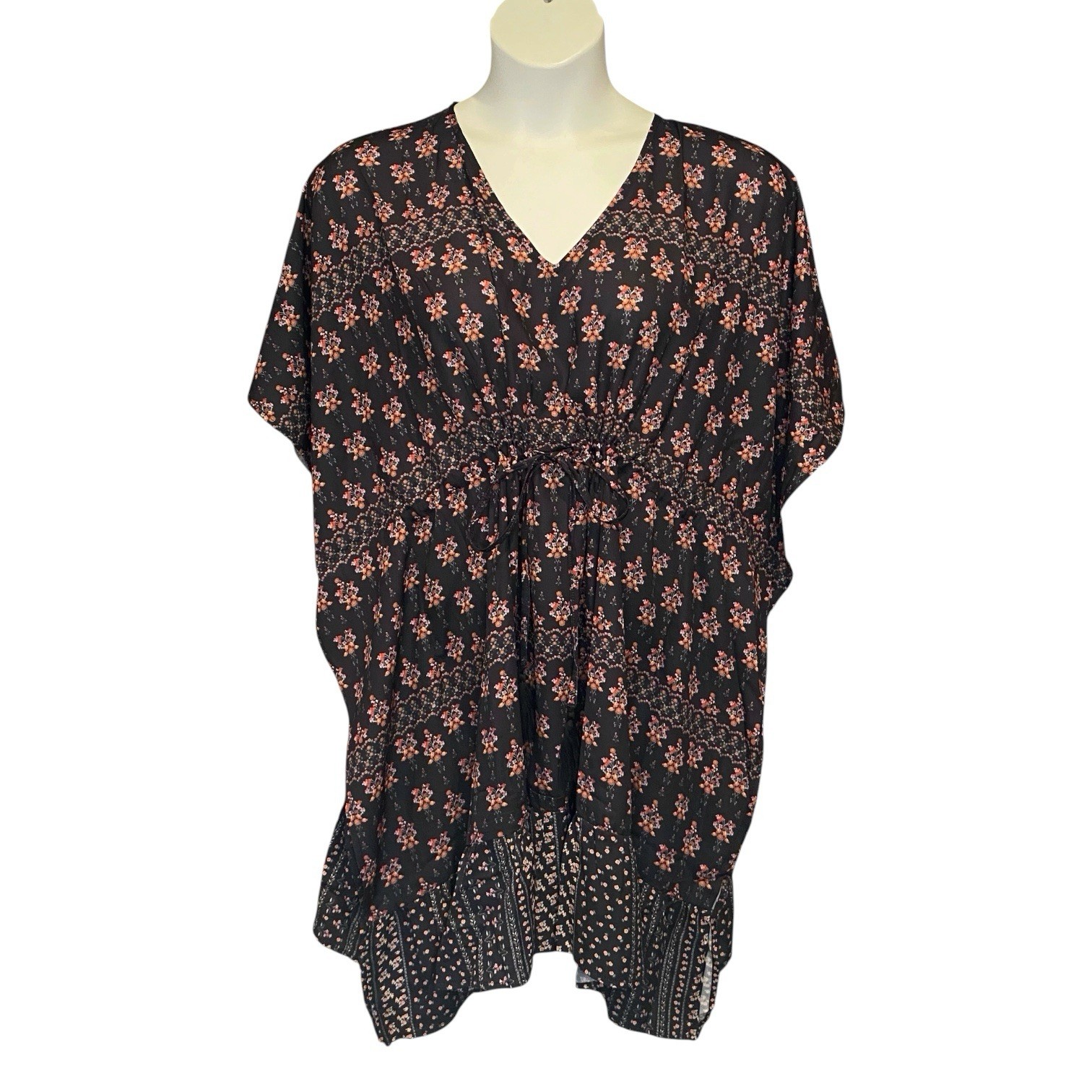 Cotton Bleu Clothing Floral Kaftan Cover Up Dress Womens Size Large L/XL NWT