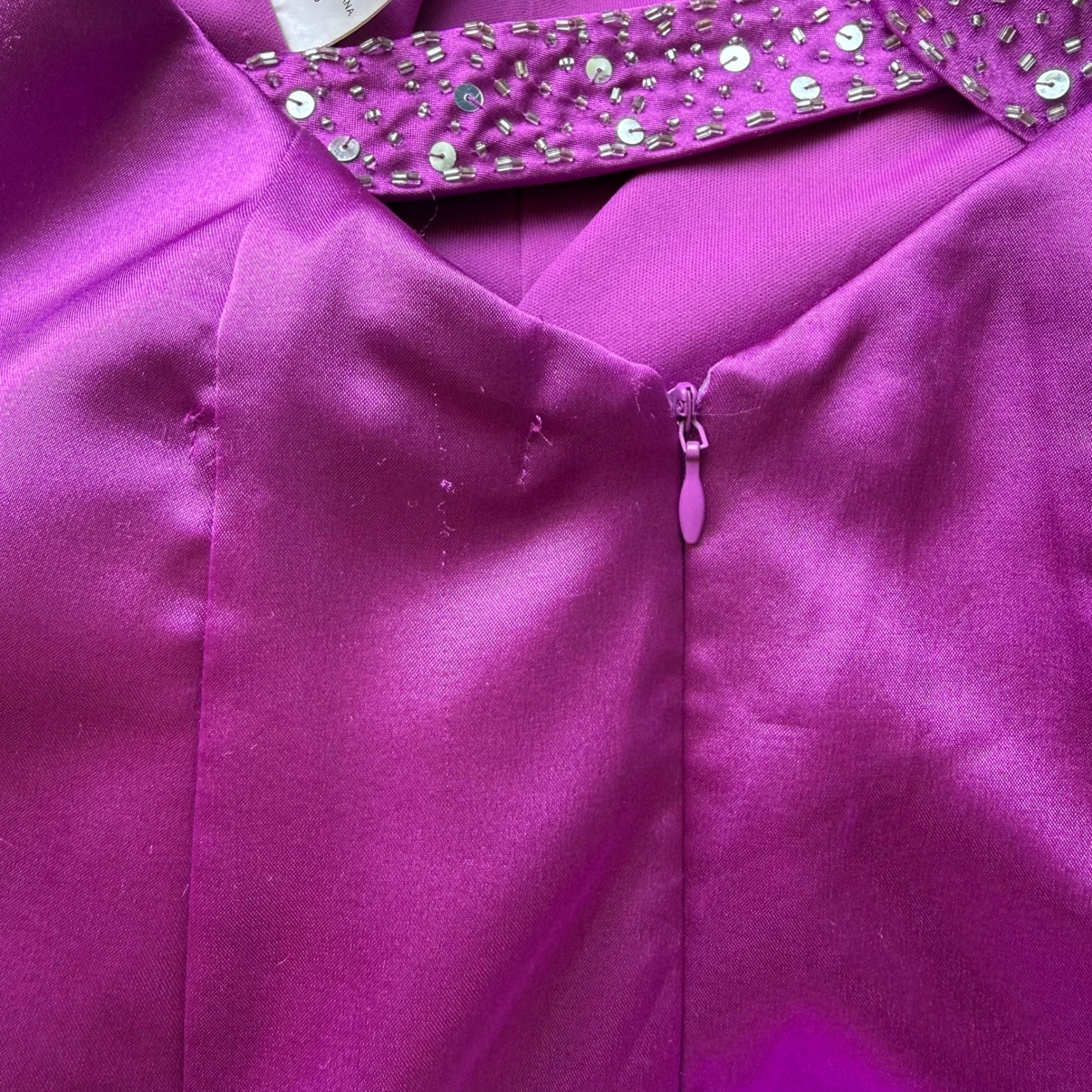 Xtraordinary Purple Satin Halter Bubble Skirt Mini Dress Sequin Waist Size 3