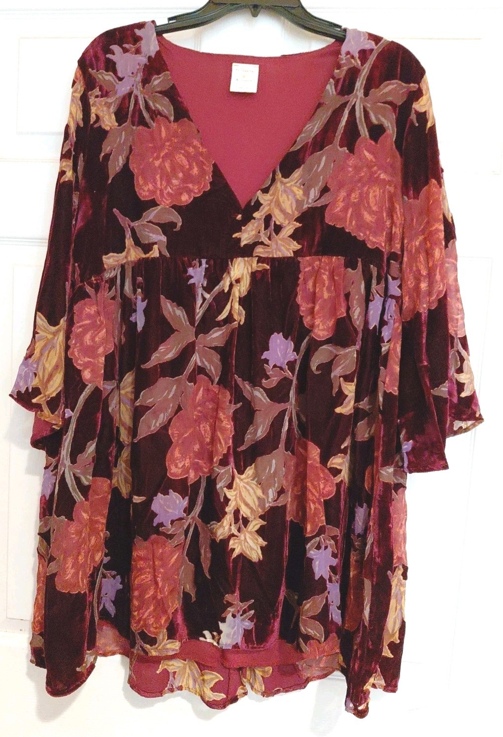 By Together Velvet Burnout Floral Dress L Anthropologie EUC BOHO RENAISSANCE