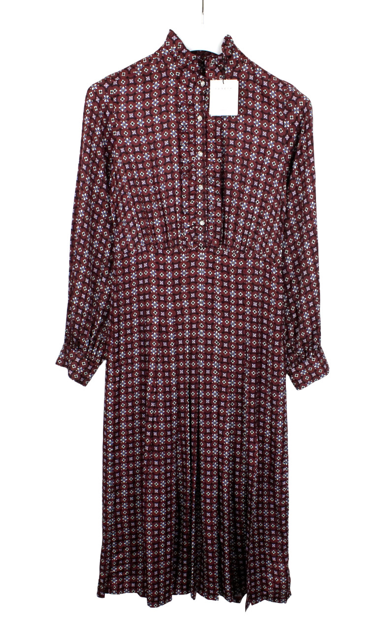 Sandro Thina Dress Womens (Eu) 38 Long Sleeve Pattern Split Midi