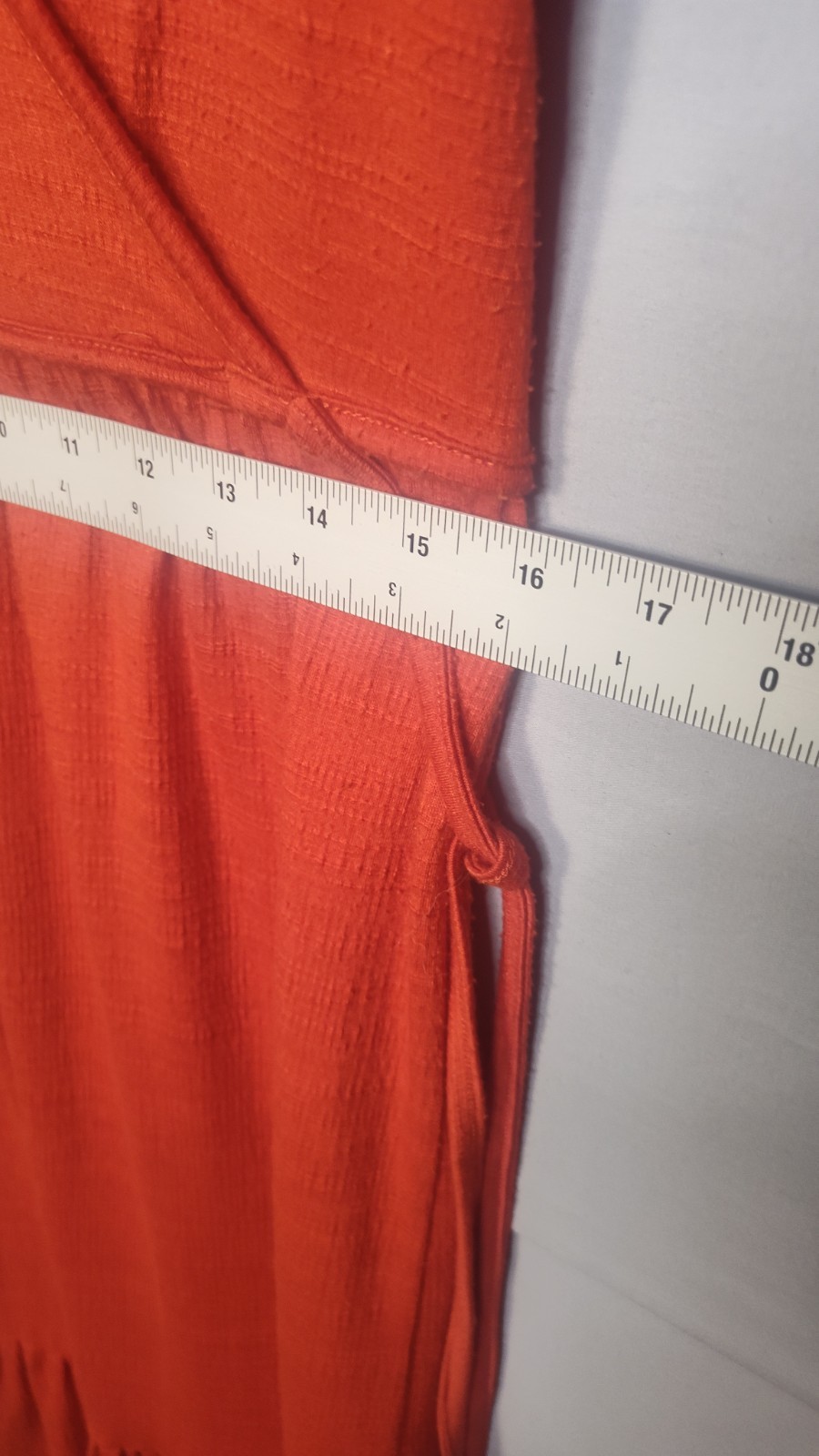 Orange Textured Knit Short Sleeve Wrap Midi Dress with Ruffle Hem Small