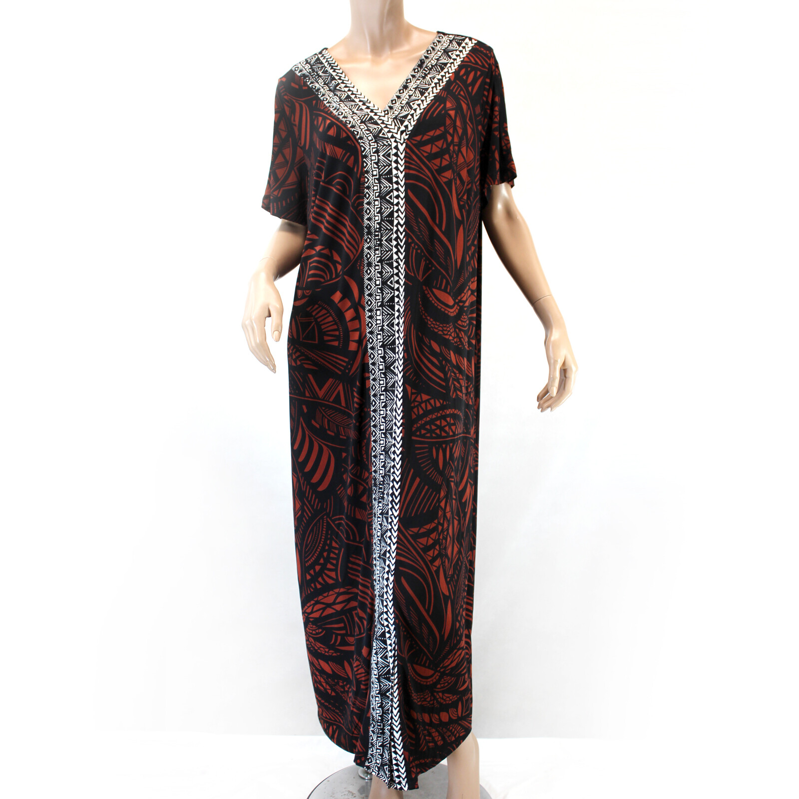 Catherines Plus Size Black/Brown/White V-Neck MAXI DRESS 2X, 22/24W
