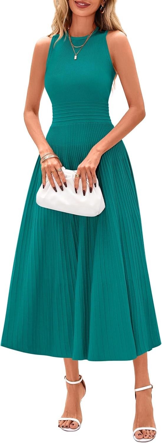 Spring Casual Dresses for Women 2026 Summer Business Work Midi Sleeveless A Line
