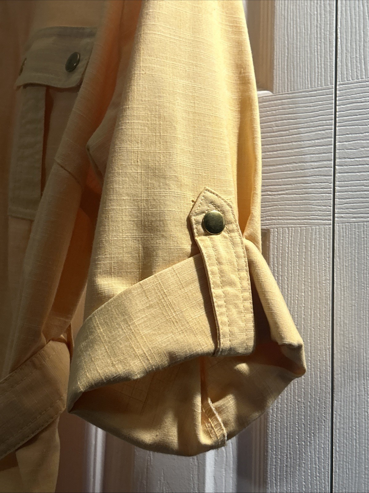 Sharagano Dress Yellow Roll Tab Sleeve Utility Career Belted New Size 16