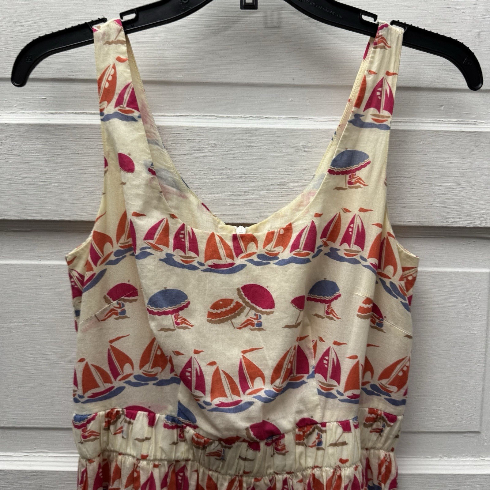 Boden Beach Print Sundress Women’s UK 8 US 4 Cotton Sailboat Midi Dress