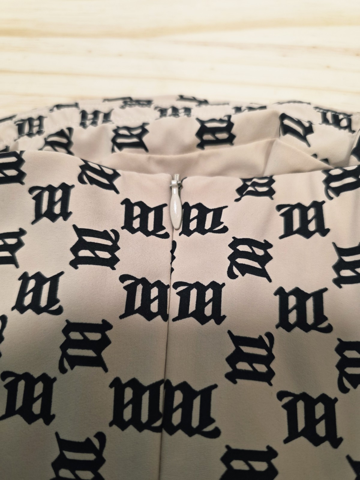 MISBHV Beige & Black Logo Monogram Mini Dress XS