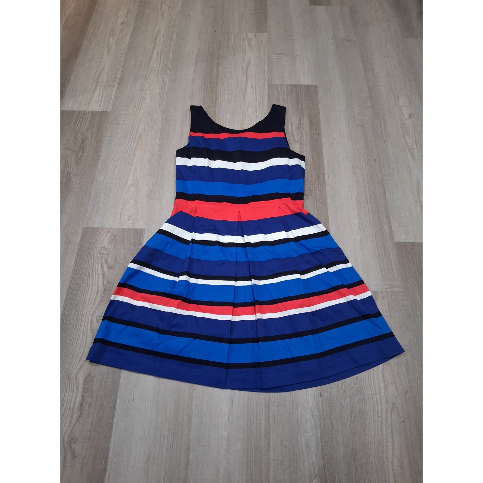 Tommy Hilfiger NWT Womens Stripe Sleeveless Fit Flare Dress Blue Red White Sz 10