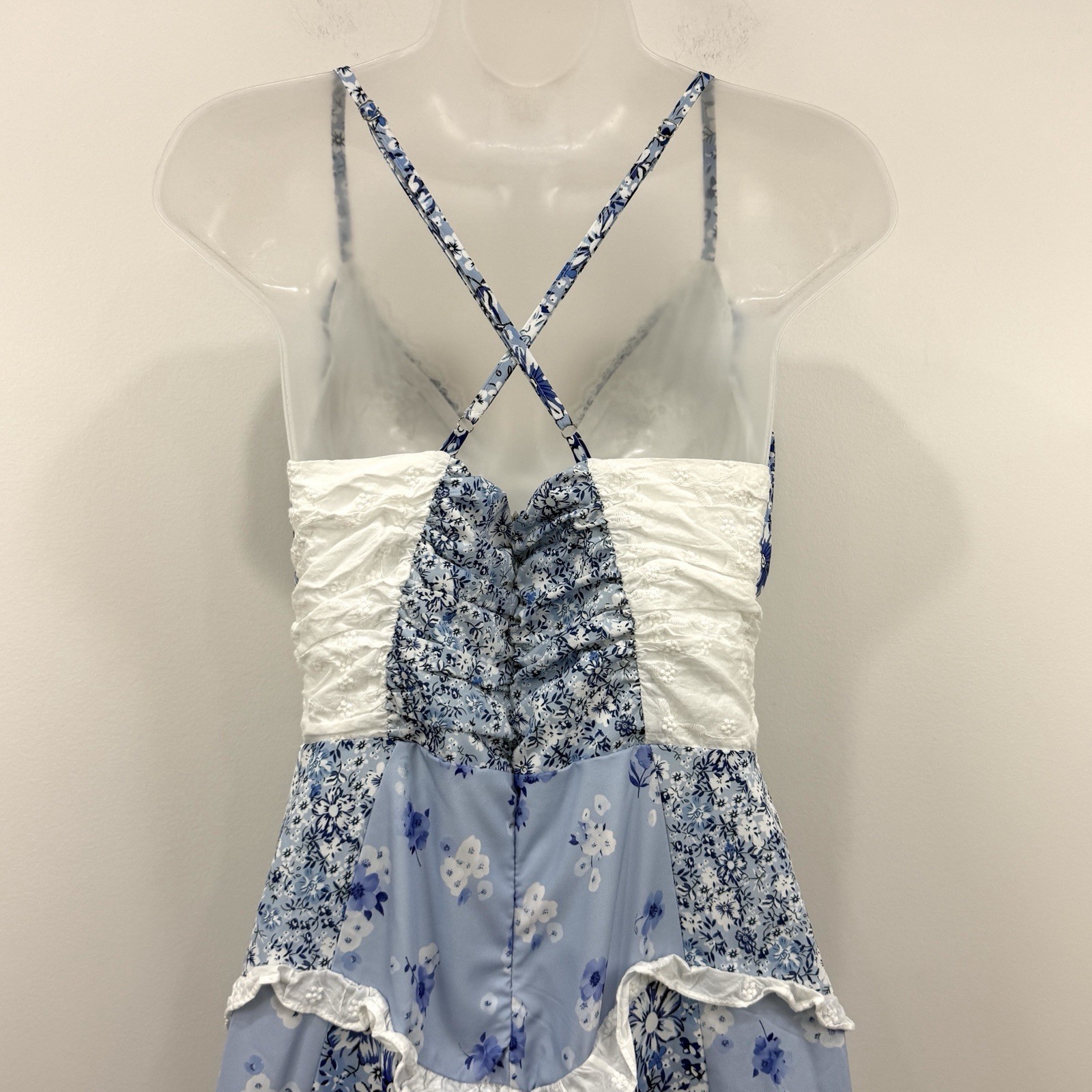 Cottagecore Babydoll Patchwork Maxi Dress S Fairy Romantic Coquette Prairie