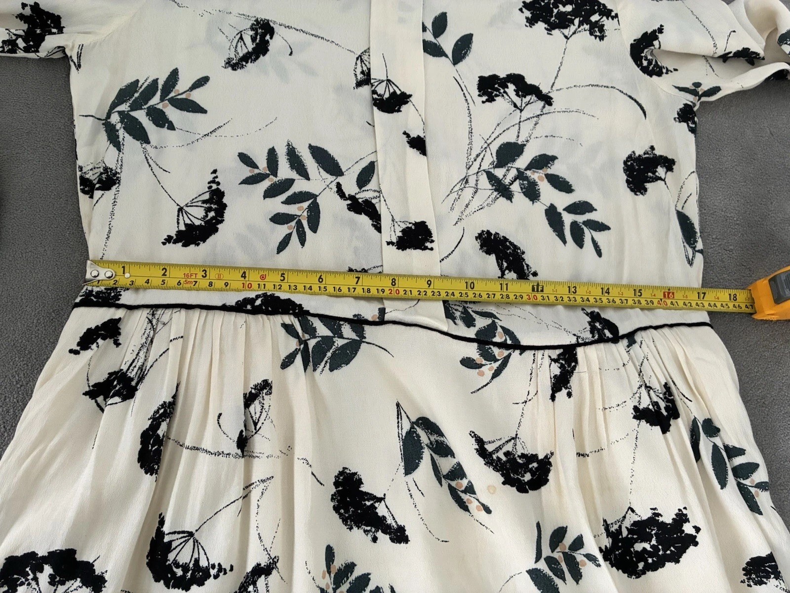Ganni Floral Cream Black Short Mini Dress Size 8 36 Cottagecore Scandi chic