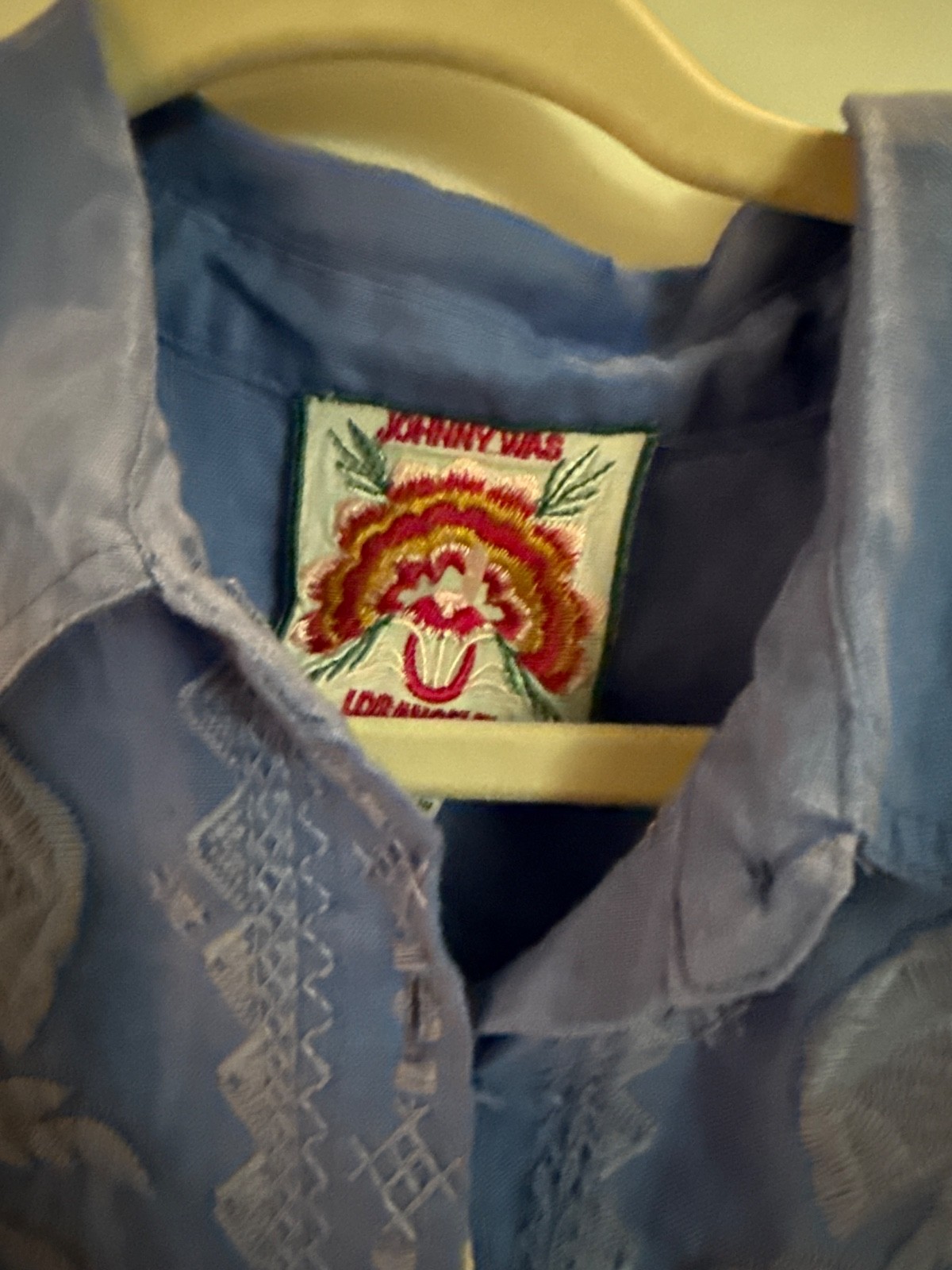Johnny Was BNWT Kimono Sleeve Embroidered Linen Shirt Dress 💖Baja Blue M $225