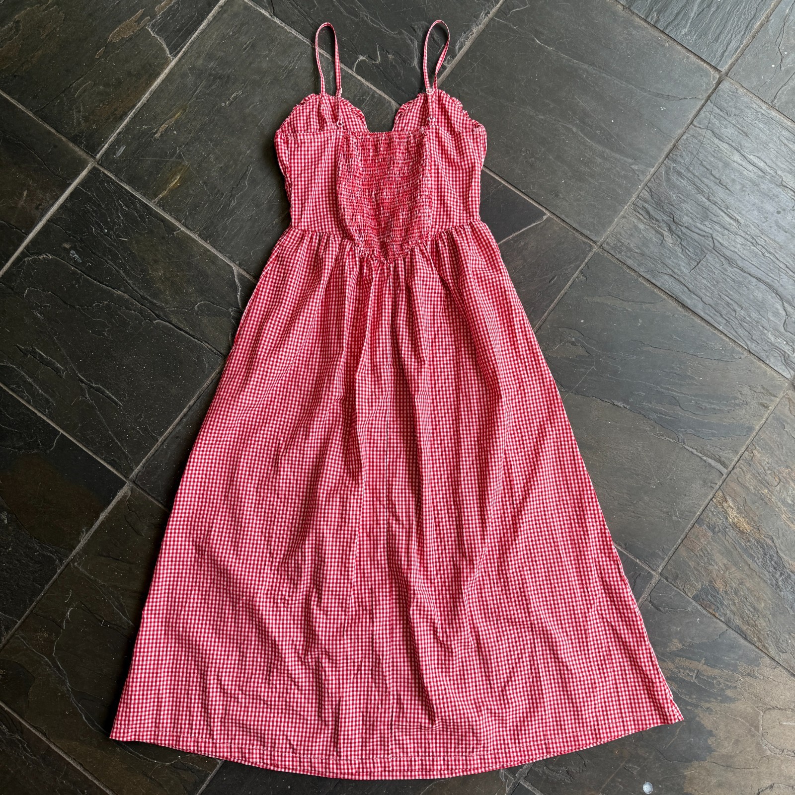 Sim & Sam Red Gingham Maxi Dress Size M