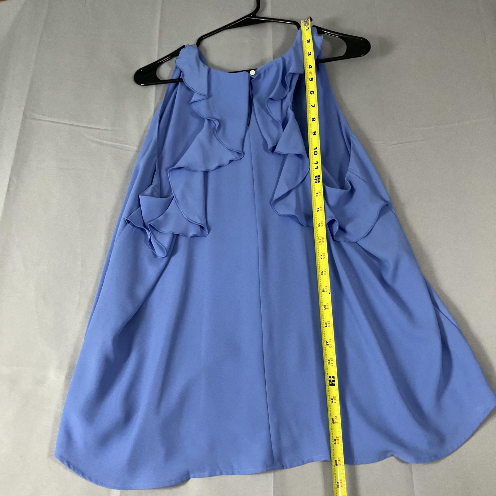 LOFT Tank Dress Womens Large Blue Ruffle Back Sleeveless Shift Mini Party Flowy