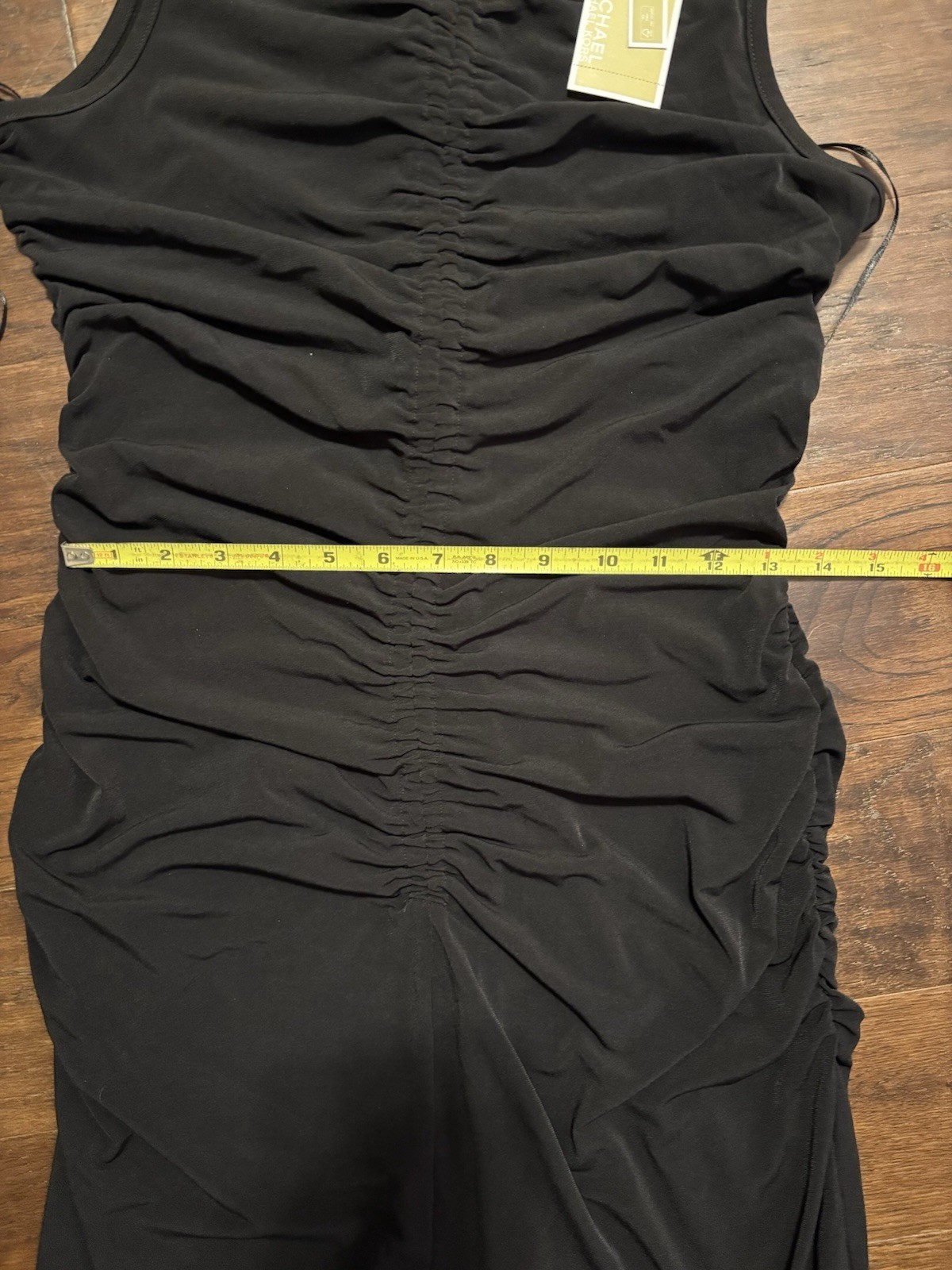MICHAEL Michael Kors Sleeveless Front Ruched MIDI Dress, Black, Large $140